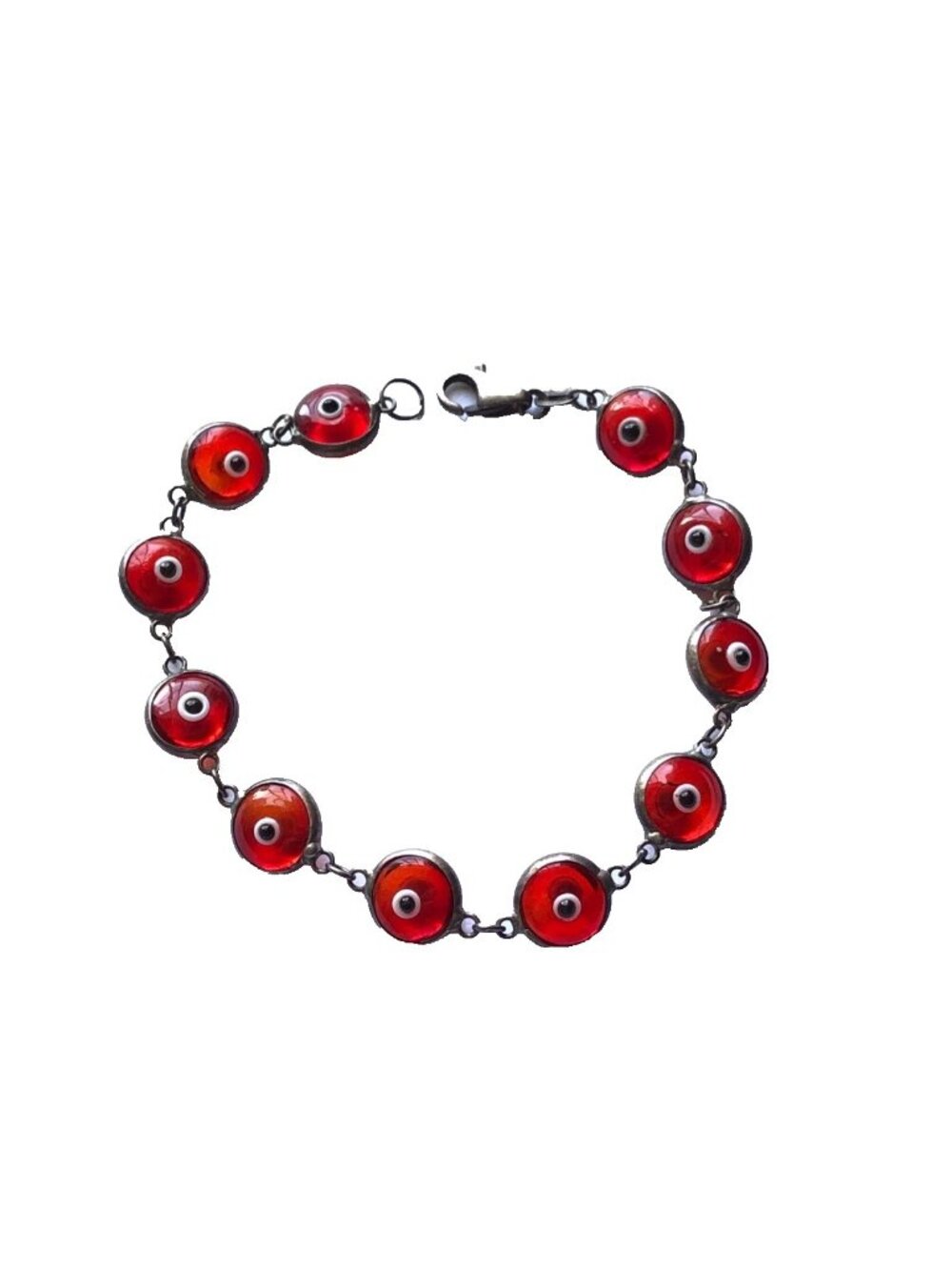 Nazar Turkish Protection Bracelet Evil Eye NOS 7 7/8" VTG Sterling Handcrafted